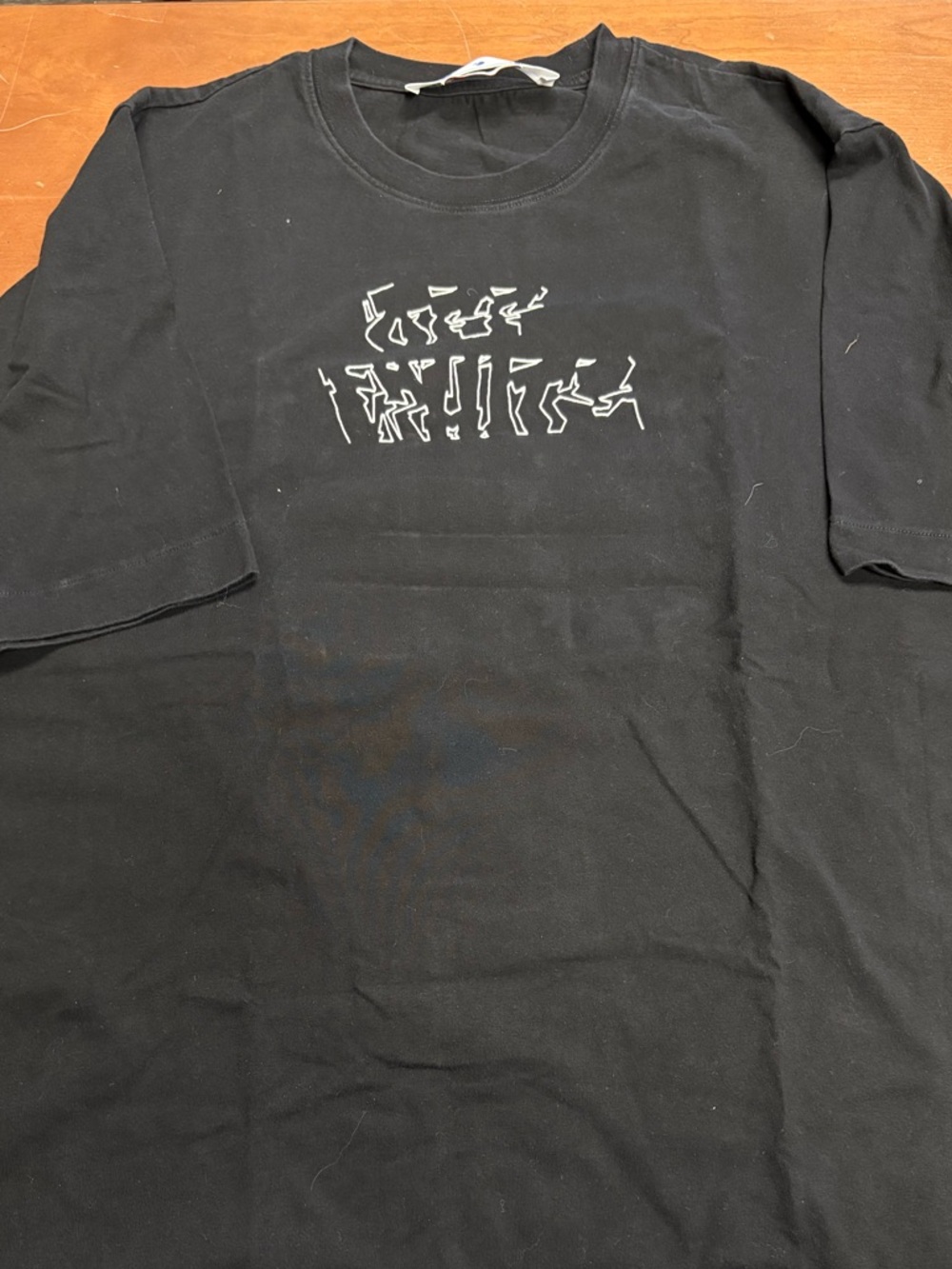 Off-White Black Short Sleeve Graphic Tee with White Abstract Logo